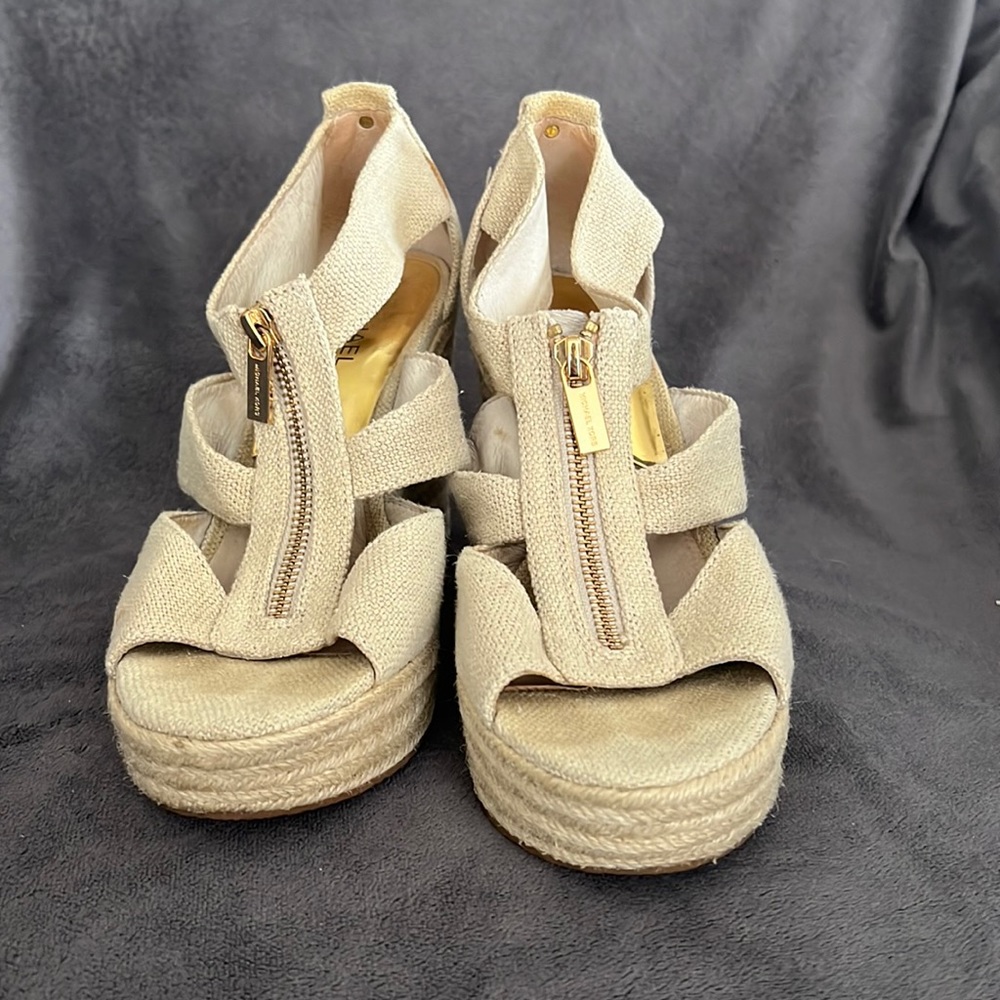 Michael Kors Platform Sandal Linen With Zip Detail